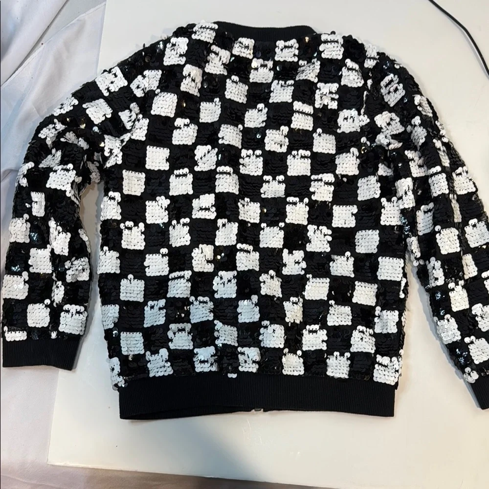 Black and White Full Sequin Checkered Jacket, Girls 6/6x, super cute!